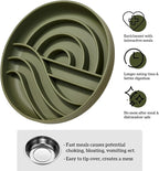 OHMO Slow Feeder Dog Bowls (Sunrise, Camo Green) Enrichment Toy Soft Silicone Food Safe Feeding Bowl Non Slip Suction Cup for All Breed Pet, Cat Slow Down Eating Dishes, Boredom and Anxiety Reducer