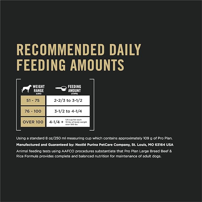 Purina Pro Plan Large Breed Dry High Protein Dog Food with Probiotics for Dogs, Beef and Rice Formula - 34 lb. Bag