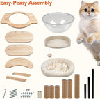 Cat Tree Tower Wood - 40inch Multi-Level Modern Cat Tower with Plush Perch, Cat Box with Large Space Capsule, Platforms, Sisal Scratching Posts, Removable Cushions for Small Cats (Natural)