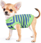 Dog Shirt, Pet Clothes for Chihuahua, Yorkie Teacup Costumes Striped, Small Dogs Sleeveless Tank Top Vest, Breathable Cotton Puppy T-Shirt, Cat Apparel Outfit (Green, M)