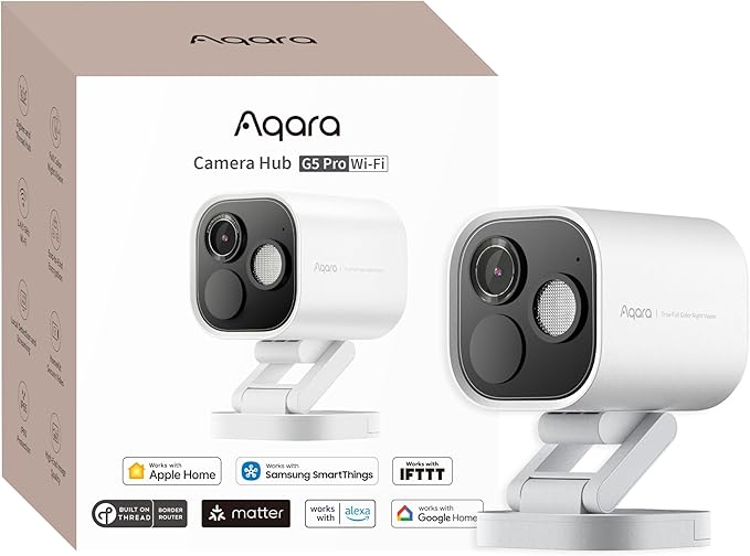 Aqara 4MP Camera Hub G5 Pro WiFi, True Color Night Vision Security Camera Outdoor, 2.4/5Ghz WiFi, HomeKit Secure Video, Thread Border Router, Local Detection, Thread/Zigbee, Supports Alexa,Google Home
