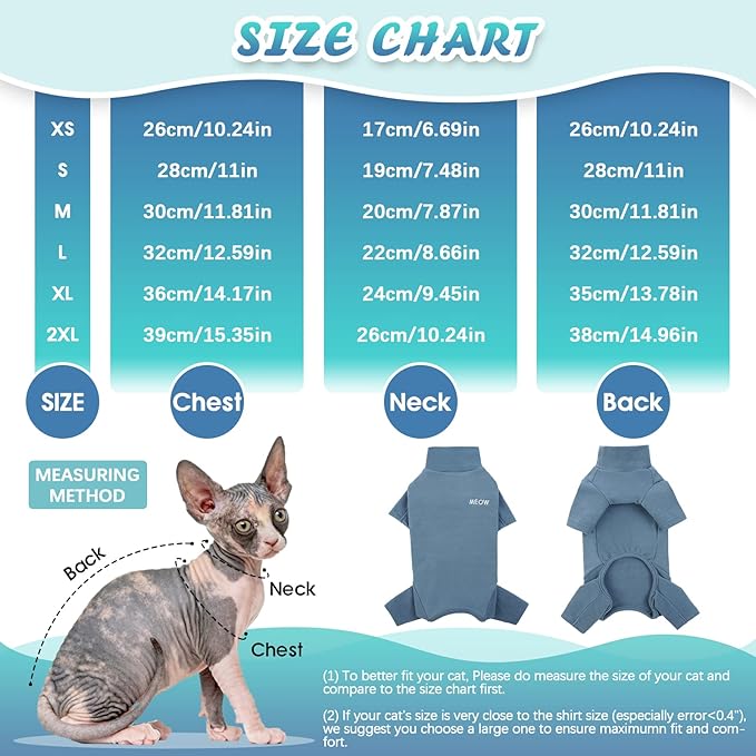 ROZKITCH XS Cat Sweater, Breathable Soft Jumpers for Sphynx Only, Coat with Four Legs, Warm Sweater T-Shirt Pajamas Jumpsuit Vest Cornish Rex, Devon Rex, Peterbald Blue XS