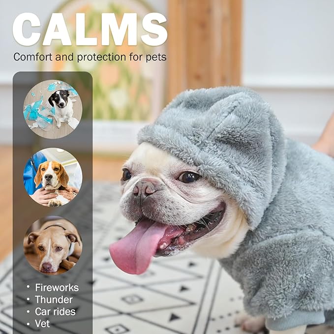 SCENEREAL Fuzzy Sweater/Hoodie for Small Medium Large Dogs, Fleece Warm Sweatshirt With Pocket, Winter Coat for Boys/Girls, Chihuahua Puppy Clothes With Leash Hole