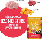 Tiki Cat Aloha Friends, Chicken, Pumpkin & Beef, Grain-Free & High Moisture, Wet Cat Food for All Life Stages 2.5 oz. Pouch (12 Count)