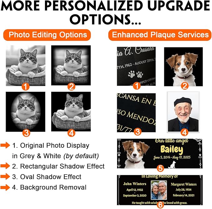 HDSD Memorial Stone Plaque Personalized Granite Grave Marker for Dogs Cats & Loved Ones Laser Engraved Headstone Indoor Outdoor 8×4 or 12×6 Inches