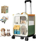 Cat Carrier with Wheels, Soft Rolling Pets Carrier Collapsible on Wheel Pet Handbag Cats Backpack, Dog Carriers up to 23 LBs Removable Cat Bag for Small Dogs Medium Cats Outing(NOT for TSA)