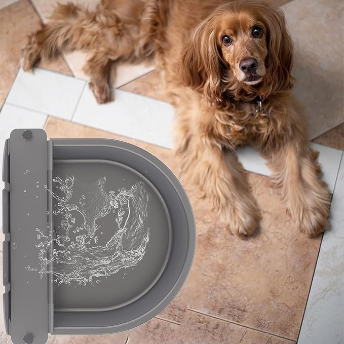 Automatic Water Dispenser for Dog Water Bowl Dispenser Large Size Stainless-Steel Waterer Feeder Self Filling Water Trough for Poultry and Livestock (Metallic Gray, Large)