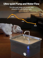 Kastty Dog Water Fountain for Large Dogs, 2.8Gal/10.5L Stainless Steel Cat Water Fountain, Super Quiet Smart Pet Water Fountain Automatic Dog Water Bowl Dispenser with LED Pump, Easy to Assemble Clean