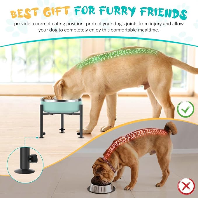 Adjustable Dog Bowls Elevated Stand, 4 Heights, Wide 6-10", Oppro Metal Raised Tall Single Dog Food Bowl Stands Holder, Upgrade Lifted Water Feeder with Tray for Medium Large Small Breed, Black