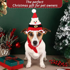 2 Pcs Cat Christmas Costume Cat Santa Hats with Scarf Pet Hat Scarf Set Pet Christmas Outfit Party Costume Supplies for Cats Small Dogs Puppy Accessories(Red,Santa Claus Style)