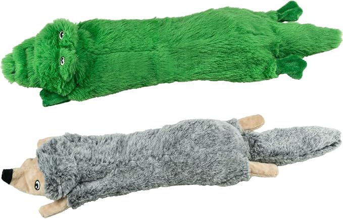 SHARLOVY Dog Squeaky Toys No Stuffing 2 Pack, Plush Crinkle Dog Toys for Large Breed, Durable Doggie Chew Cute Animals Puppy Toy for Teething