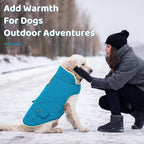 Queenmore Dog Winter Coat Warm Puffer Jacket Waterproof Plush Lining Thermal Cold Weather Vest for Small Medium Large Dogs, Windproof Easy On Pet Jacket Blue M