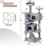 MoNiBloom 54 Inch Cat Tree Tower for Indoor Cats Large Adults, Cat Tower with Scratching Post, Multi-Level Furniture Activity Center with Cat Condo Pet Play House, Light Grey