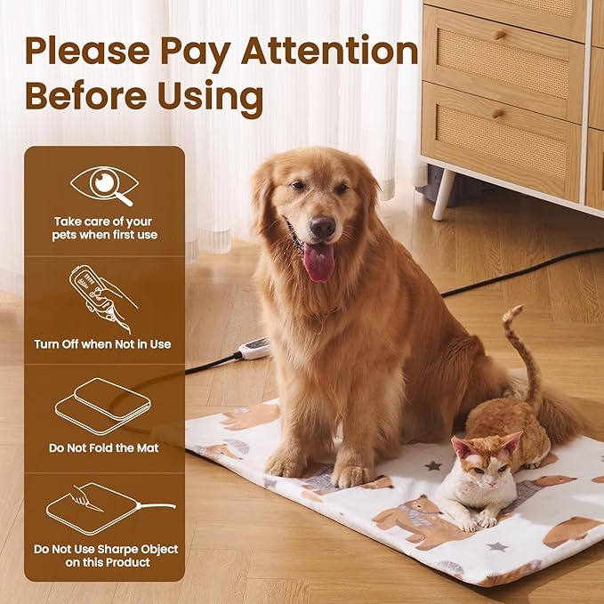 Bearhug Large Dog Heating Pad, Pet Heating Pad 35"×24"[Two Replaceable Cover] Adjustable Temperature Heated Cat Bed with Steel-Wrapped Cord, Waterproof and Chew-Resistant for Whelping Box for Dogs