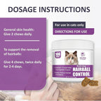 Hairball Treats for Cats - Hairball Remedy Chews with Omega 3&6, Psyllium Husk, Zinc & Biotin - Salmon Flavor for Hairball Control, Digestive Health & Skin Support, 100ct (ND-044)