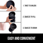 GORILLA GRIP Dog Water Bottle, Portable Water Bowl Dispenser for Dogs, 16 oz Leak Proof Pet Travel Squeeze Bottles, Food Grade Silicone, to Go Puppy Essentials, Hiking Camping Trip Accessories, Onyx