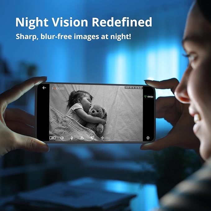 2K Pan/Tilt Indoor WiFi Security Camera with Motion Detection & Auto Tracking, Night Vision, 2-Way Audio, Siren, SD/Cloud Storage (2, Black)