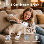 4 in 1 Pet Steam Brush for Cat & Dog, Cat Steam Brush for indoor Cats, Self Cleaning Shedding & Grooming Tool with Waterless Shampoo, Pet Spray Hair Removal Comb with Release Button & Water Tank