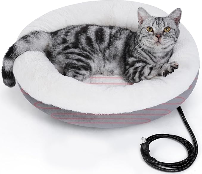 Heated Cat Bed Indoor, Heated Pet Bed for Indoor Cats and Small Dogs - Auto Temperature Control