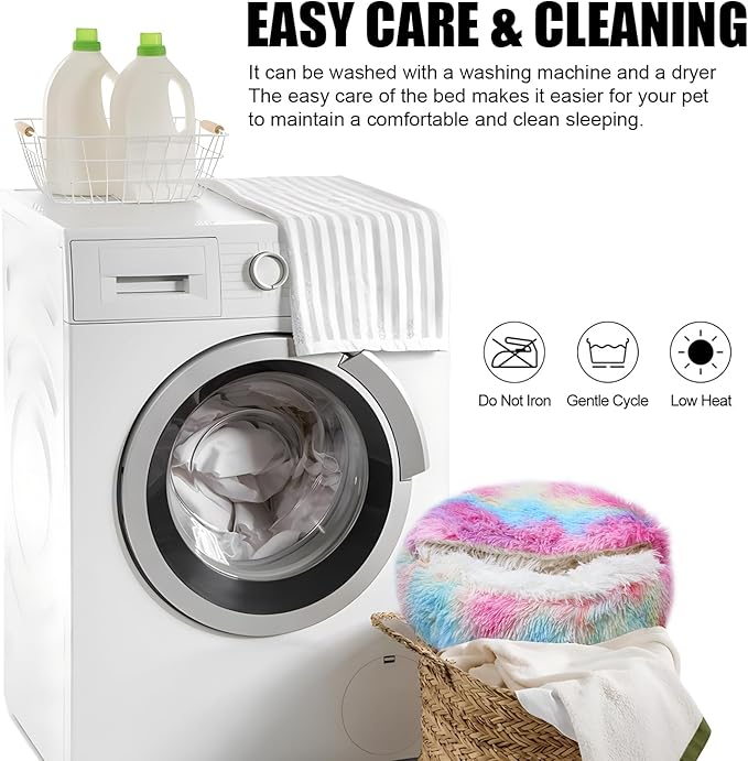 Calming Dog Beds & Cat Cave Bed with Hooded Cover,Washable Round Beds for Small Medium Pets,Anti-Slip Faux Fur Fluffy Coved Bed,Comfortable Warming Pet Bed(20 * 20inch,Dazzle)