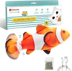 Potaroma Cat Toys Flopping Fish with SilverVine and Catnip, Moving Kitten Kicker, Floppy Wiggle Clownfish for Small Dogs, Motion Kitty Interactive Exercise, 10.5 Inches