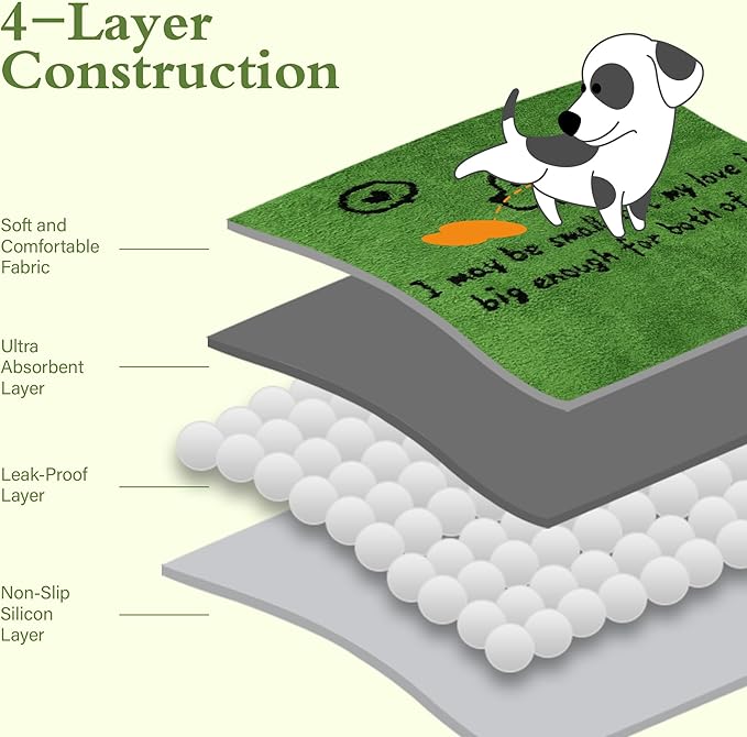 Qeils Reusable Dog Pee Pads, 2 Pack Super Absorbent & Leakproof Washable Puppy Pads with Soft Green Top Layer, for Potty Training, Crates, Couch, Car Seats & Pet Beds, 36"x 36"