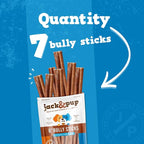 Jack&Pup 6-inch Bully Sticks for Dogs (7 Pack) All Natural Dog Chews Long Lasting, Dog Chews for Medium Chewers