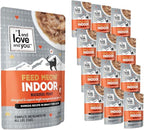 I AND LOVE AND YOU Feed Meow Indoor Wet Cat Food - Mackerel - Packed with Protein and Fiber, Grain Free, Shredded, 3oz Pack of 12