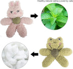 Cat Toys with Catnip Kitten Chew Bite Supplies Boredom Relief Fluffy Kitty Teeth Cleaning Chewing Cat Lovers Interactive Plush Gift (Frog&Panda)