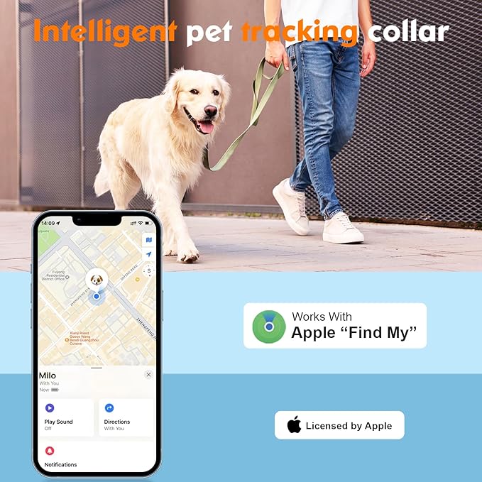 2-in-1 GPS Tracker for Dogs: Smart Collar with Real-Time Location, No Monthly Fee, Unlimited Range (iOS Only) GPS Tracker Dog Collar- Ideal for Small, Medium Large Dogs(Tracker Included)