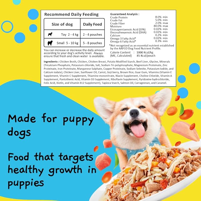 MOOCHIE Healthy Growth Wet Puppy Food - Soft Dog Food - Made with Real Chicken, Beef, Vegetables and Rice - No Added Preservatives or Artifical Flavors - 12 x 3 oz Cup