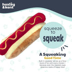 Huxley & Kent Funny Dog Toy w/Squeaker – Power Plush Squeaky Dog Toys for Small, Medium & Large Dogs – Soft Stuffed Animal for Indoor Play & Fetch - Haute Dog, Large