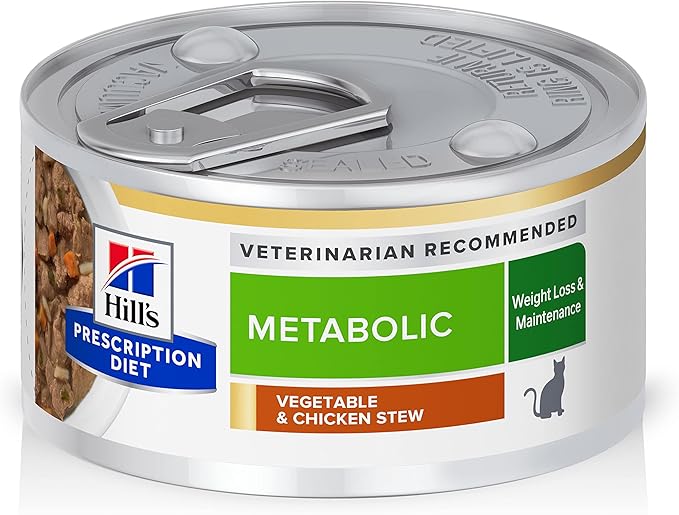 Hill's Prescription Diet Metabolic Weight Management Vegetables & Chicken Stew Wet Cat Food, Veterinary Diet, 2.9 oz. Cans, 24-Pack