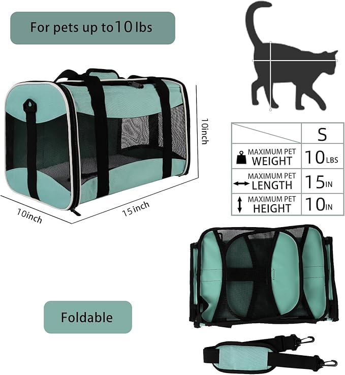 Small Animal Travel, Carrier for Hedgehog Rat Parrot Bird Guinea Pig, Lizards Carrier, Soft Sided Travel Carrier Portable Guinea Pig Up to 10 Lbs (15 * 10 * 10, Green)