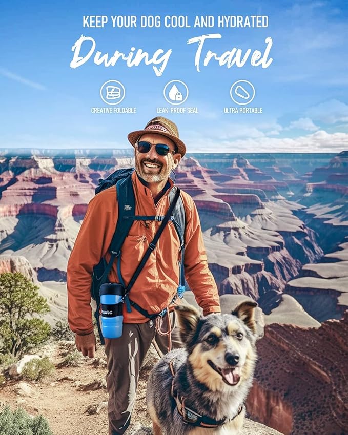 Lesotc Dog Water Bottle, Portable Pet Water Dispenser, Leak Proof Travel Squeeze Water Bottle for Dogs, Puppy Essentials Dog Stuff Accessories for Outdoor Walking, Hiking, BPA-Free, Lightweight