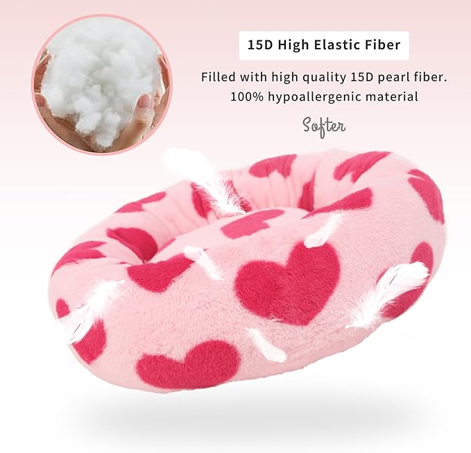 Dog Beds for Small Dogs Pink Princess Round Calming Anti Anxiety Doggie Bed Small Cute Puppy Bed 23 Inch