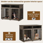 Furniture Dog Crate for Two Dogs, 41 Inch Furniture Style Dog Kennel with Removable Divider and Thickened Desktop, Heavy-Duty Base for Small to Medium Dogs, Grey