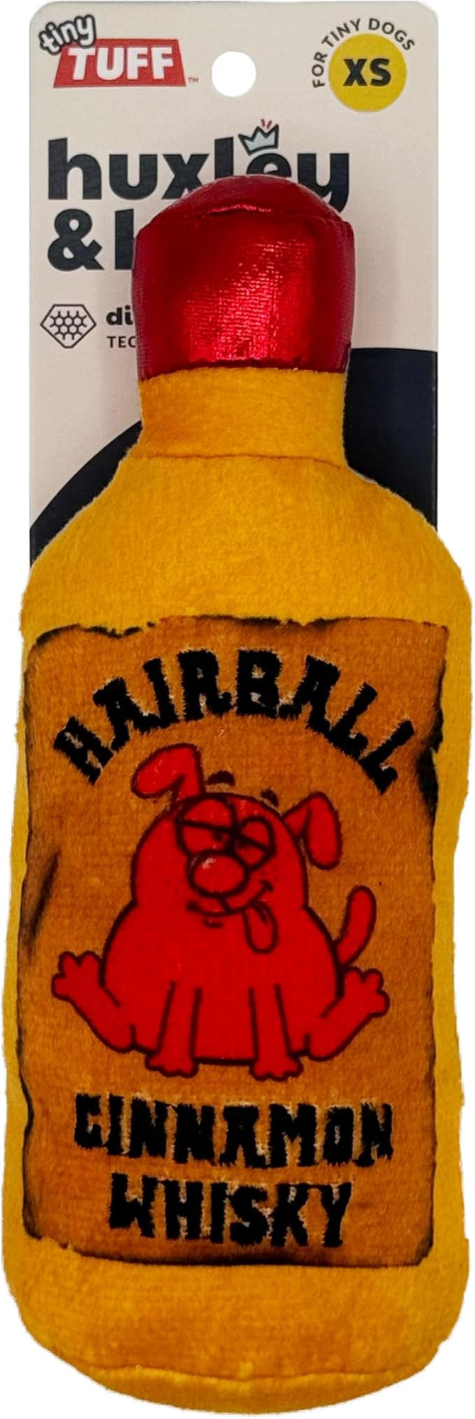 Huxley & Kent Funny Dog Toy w/Squeaker – Power Plush Squeaky Dog Toys for Small Dogs – Durable Small Stuffed Animal for Indoor Play & Fetch - Tiny Tuff Hairball Cinnamon Whiskey