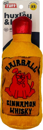 Huxley & Kent Funny Dog Toy w/Squeaker – Power Plush Squeaky Dog Toys for Small Dogs – Durable Small Stuffed Animal for Indoor Play & Fetch - Tiny Tuff Hairball Cinnamon Whiskey