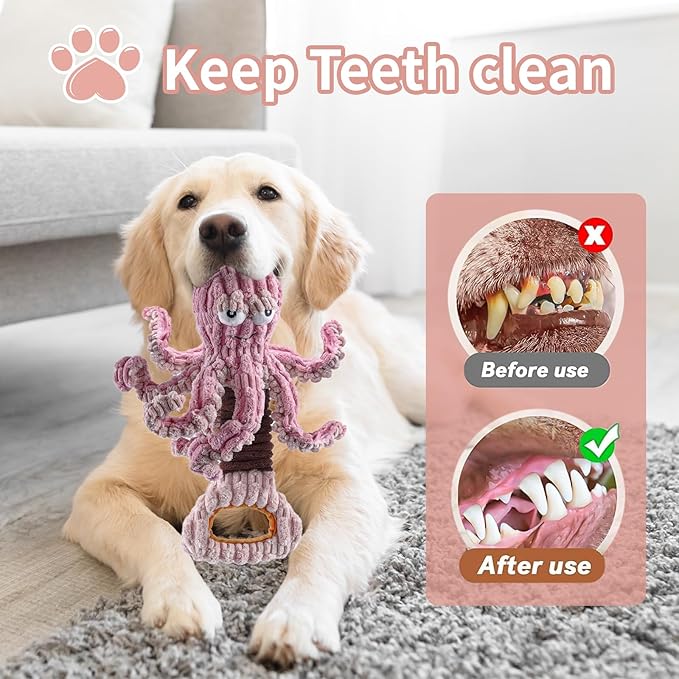 Squeaky Dog Toys, Octopus Dog Toy Interactive Tug of War Puppy Toy to Keep Them Busy(Purple)