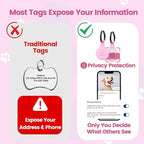 Dog ID Tag with QR Code & NFC, Silent Silicone Dog Name Tags Personalized for Pets - Scan QR for Instant Location Alert, Emergency Contact and Modifiable Pet Profile (Pink)