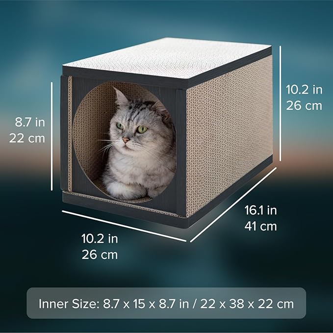 Cat Scratcher Tunnel, cardboard cat house, scratching post for Indoor cats, 360 degree comfort, durable design, odor-free, easy assembly, perfect for playful kittens and adult cats, blackwood