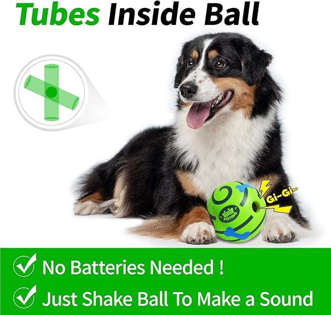 Giggle Ball for Dogs 2 Pack, Glowing Interactive Dog Toys Balls, Rolling Squeaky Toy for Large Medium Small Dogs, Fun Giggle Sounds Attract Attention When Rolled or Shaken - 3.94 inch