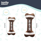 Huxley & Kent Funny Dog Toy w/Squeaker – Power Plush Squeaky Dog Toys for Small, Medium & Large Dogs – Soft Stuffed Animal for Indoor Play & Fetch - Football Bone, Large