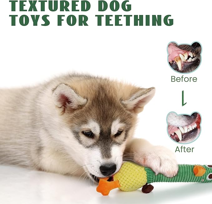 Nocciola 2 in 1 Duck Dog Toy with a Large Rubber Squeaker - Durable Stuffed Squeaky Crinkle Chew Toys for Aggressive Chewers, Medium and Large Breeds