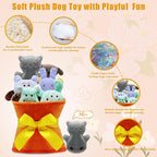 Squeaky Dog Toys, 11 Pcs Interactive Dog Plush Toy Collection in Flower Bouquet Packaging,10 Adorable Animal Plushies for Endless Play & Training