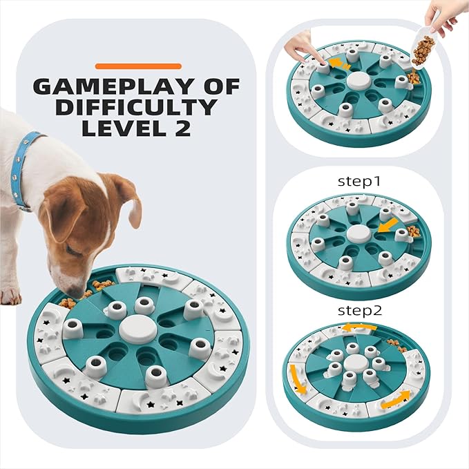 KADTC Level 2 in 1 Dog Puzzle Toys For Small/Medium/Large Dogs Food Puzzles Feeder Puppy Mental Stimulation Stimulating Enrichment Toys Interactive Mind Treat Game Boredom Buster Holiday Birthday Gift