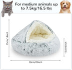 Cat Bed Round, Hooded Cat Bed Cave Fluffy Dog Beds, Cozy Donut Anti Anxiety Dog Bed for Small Dog and Cat, Gifts for Cat Lovers(20×20inch, Grey)