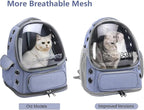 Cat Backpack Carrier, Breathable Cat Carrier Large Space Bubble Pet Backpack for Kitty Small Dog up to 12lbs, Transparent & Foldable Pet Carrier for Travel Hiking (Blue
