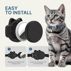 Waterproof Airtag Cat Collar, Breakaway Cat Airtag Collar with Luminous & Reflective Pattern Strap, Lightweight Kitten Collars for Apple Air tag, Hidden Holder for GPS Tracker - Cats, Kittens (9-13")